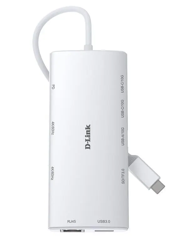 USB-Хаб D-Link USB-С Хаб DUP-A01 10in1 2xHDMI, 1xGE, 2xUSB-C, 1xUSB-A 3.1, 1xUSB-A 3.0, 1xSD, 1xmicroSD, 1xUSB-C PD (DUP-A01) - фото 2