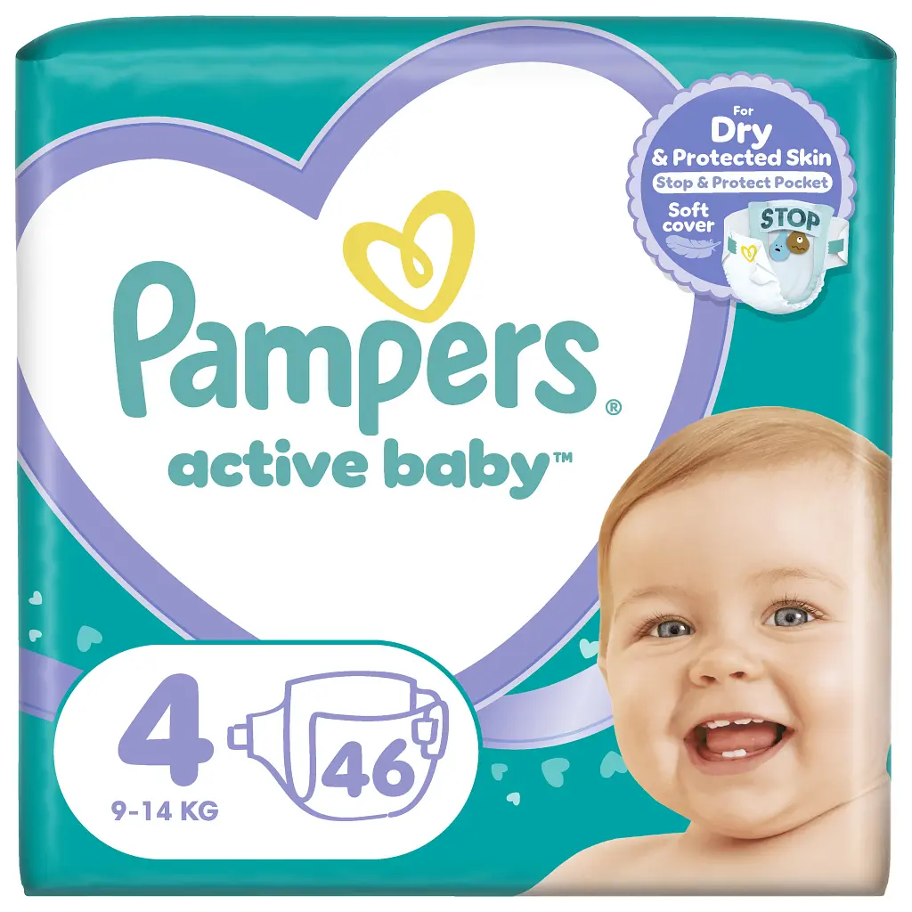 Підгузки Pampers Active Baby Maxi Розмір 4 (9-14 кг) 46 шт (8001090949097)