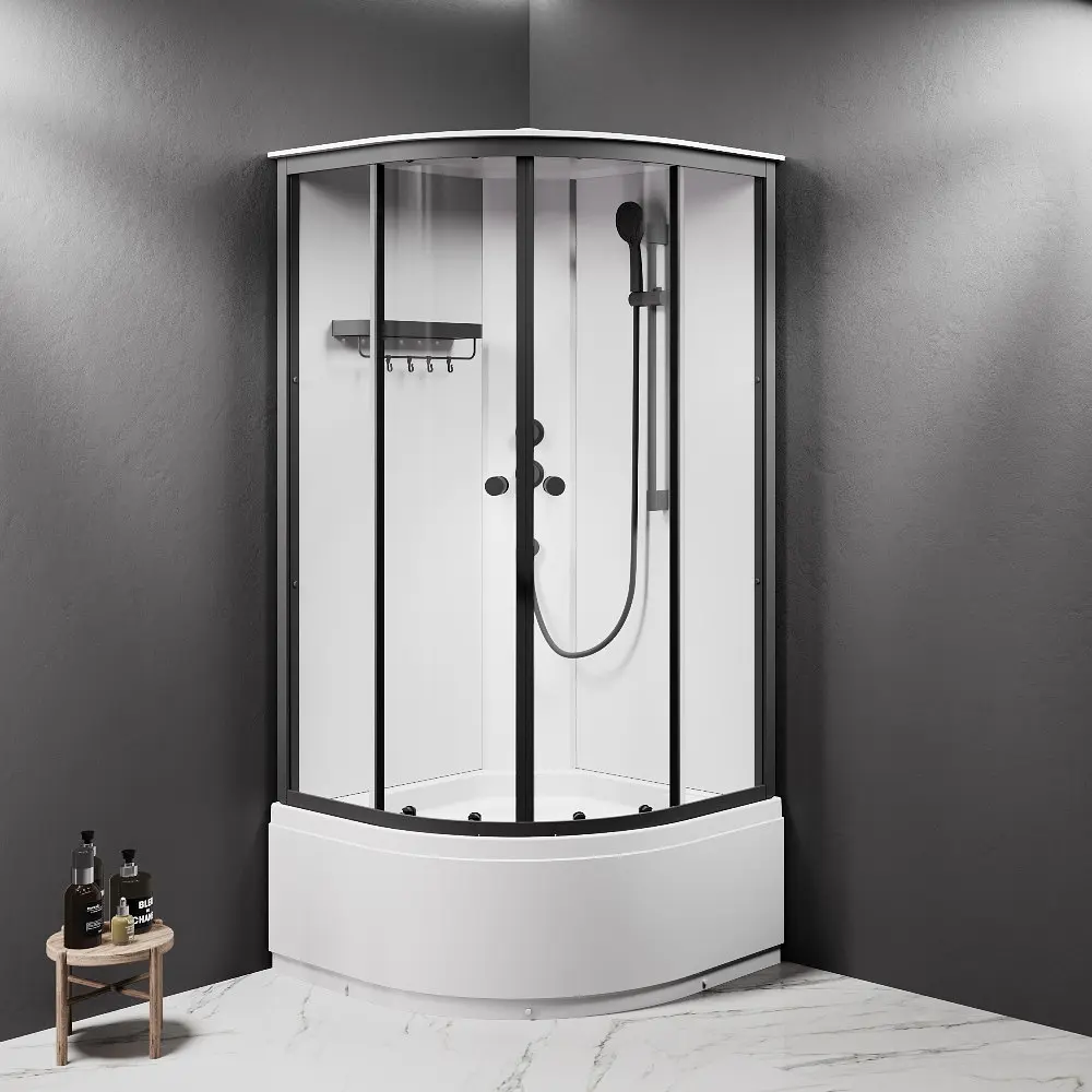 Душовий бокс AM.PM X-Joy 90x90 1/4 кола прозоре скло black matt W94C-401A-090BT - фото 2