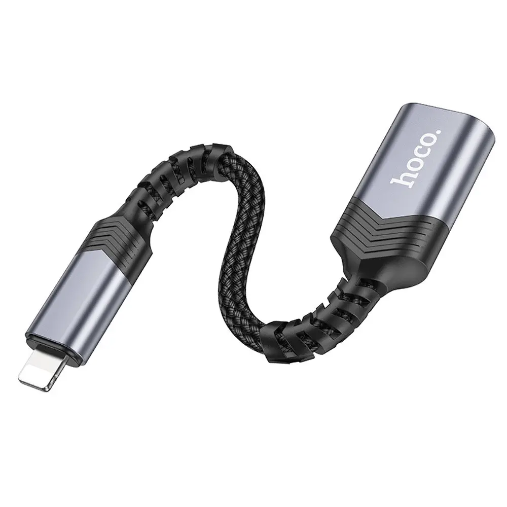 Мульти адаптер хаб Hoco UA24 Lightning to USB 2.0 серый - фото 5