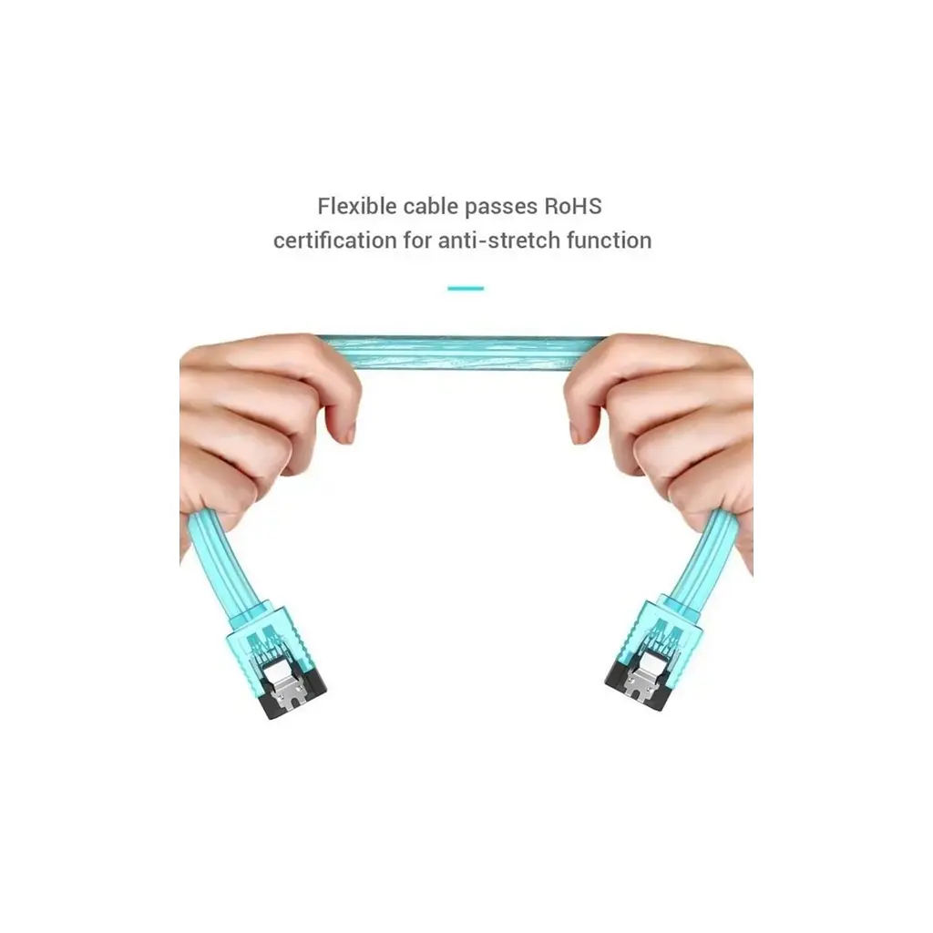 Кабель для передачі даних SATA 3.0 7pin F/F 0.5m L Blue Vention (KDDSD) - фото 3
