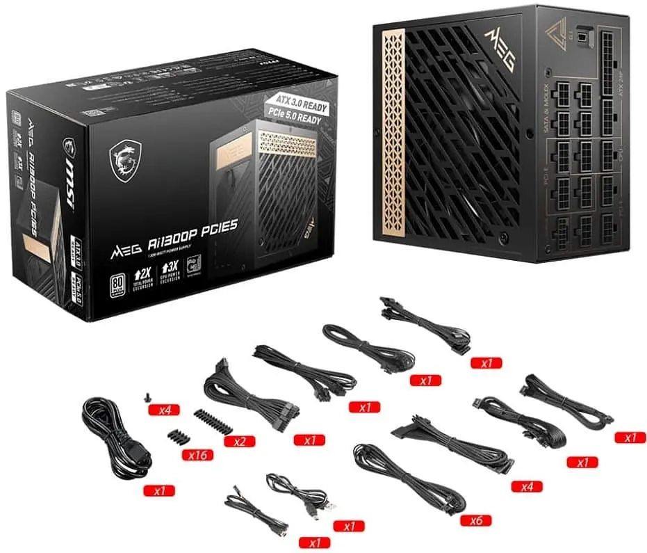 Блок живлення MSI MEG Ai1300P 1300W PCIE5 80+ Titanium (MEG Ai1300P PCIE5) U1 - фото 5