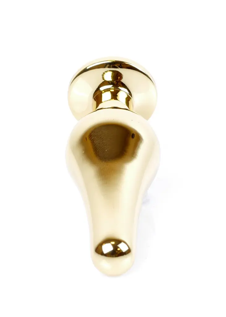 Анальна пробка з кристалом B-Series Jewellery Gold Butt Plug Green, 9,5х3 см, зелений - фото 4