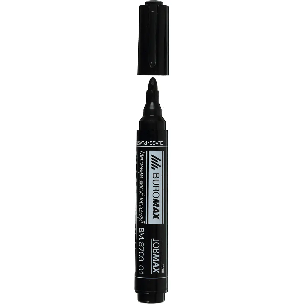 Маркер Buromax Permanent JOBMAX, round tip, black 2-4 мм (BM.8703-01)