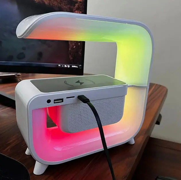 Нічний смарт XM-G3 RGB підсвічування Bluetooth з колонкою бездротовою зарядкою годинником радіо 15 Вт - фото 6