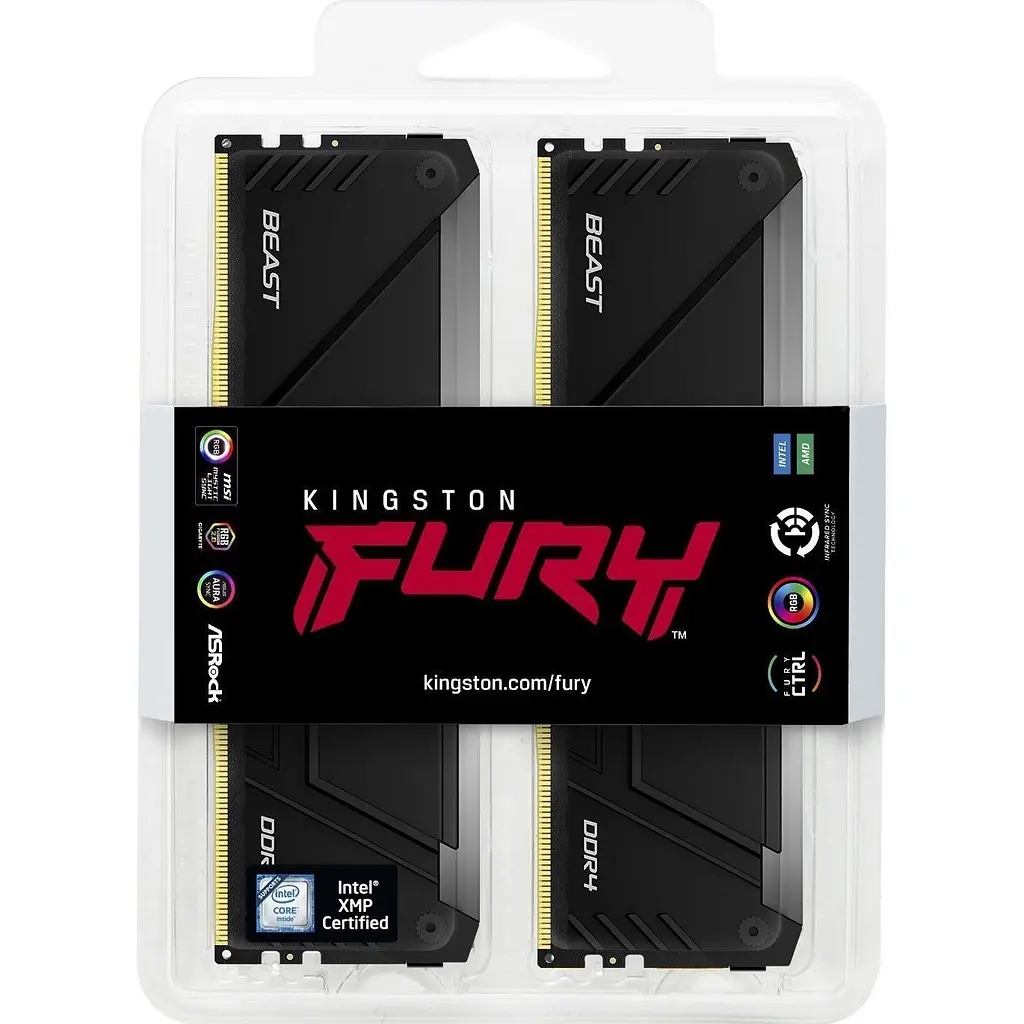 Модуль пам'яті DDR4 Kingston FURY Beast RGB 2x8GB 3200 MHz (KF432C16BB2AK2/16WP) [148740] - фото 5