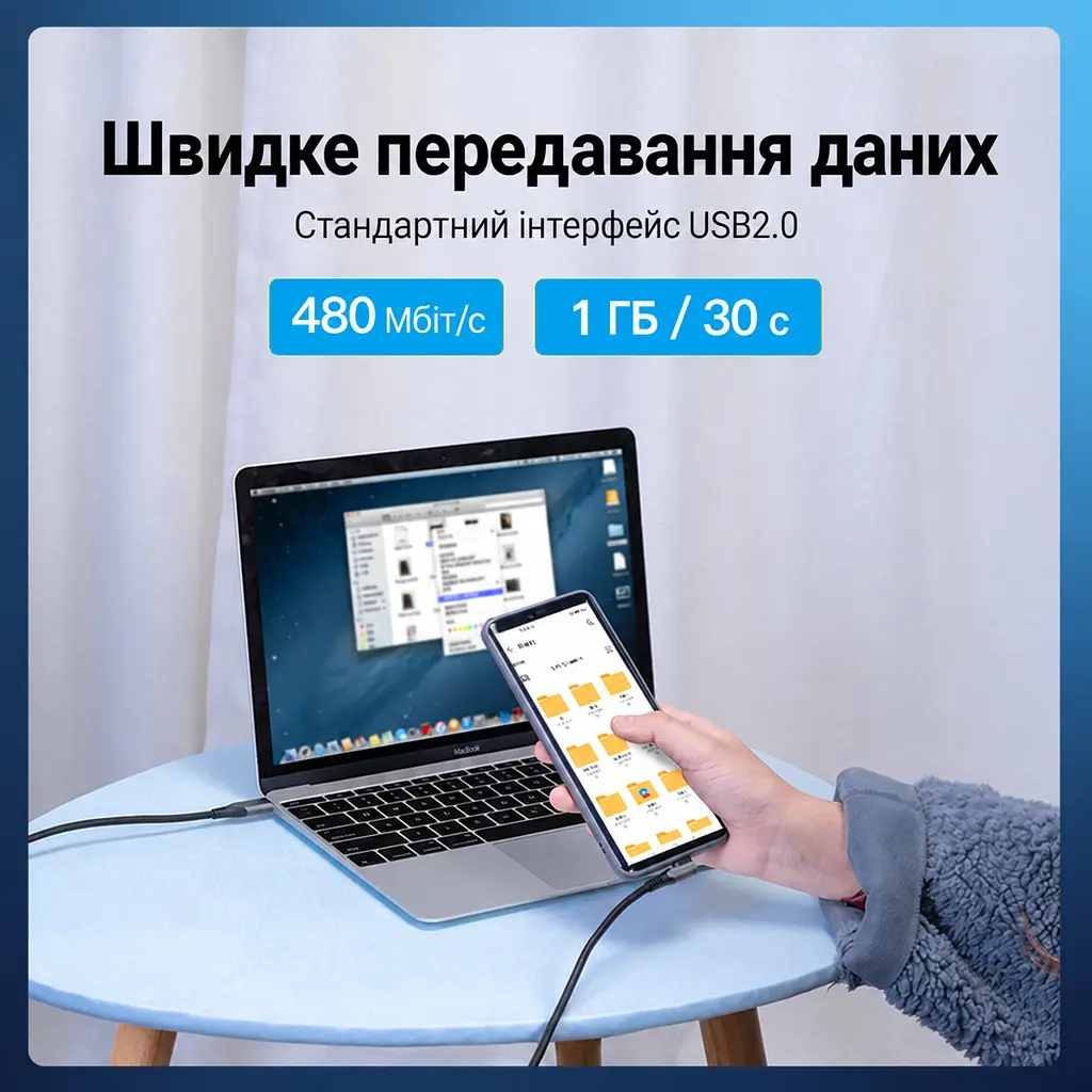 Кабель Vention TAKHD USB-C - USB-C кутовий 90° PD 100 Вт 0,5 м сірий (TAKHD) - фото 5
