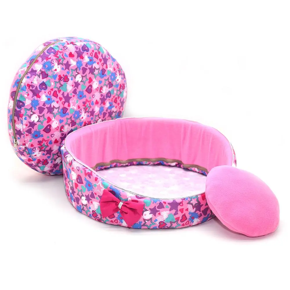 Лежак для котів та собак Zoo-hunt Зірочка рожевий №4 d-700 h-155 мм - фото 4