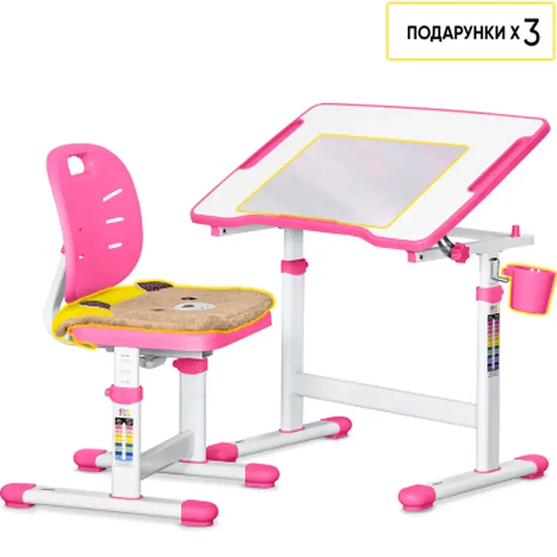 Парта зі стільцем Evo-kids Pink (Evo-07 Ergo PN) - фото 3