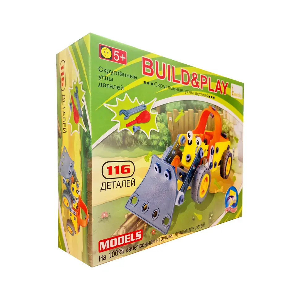 Конструктор детский Build&Play Бульдозер Keedo J-108A, 116 элемента - фото 3