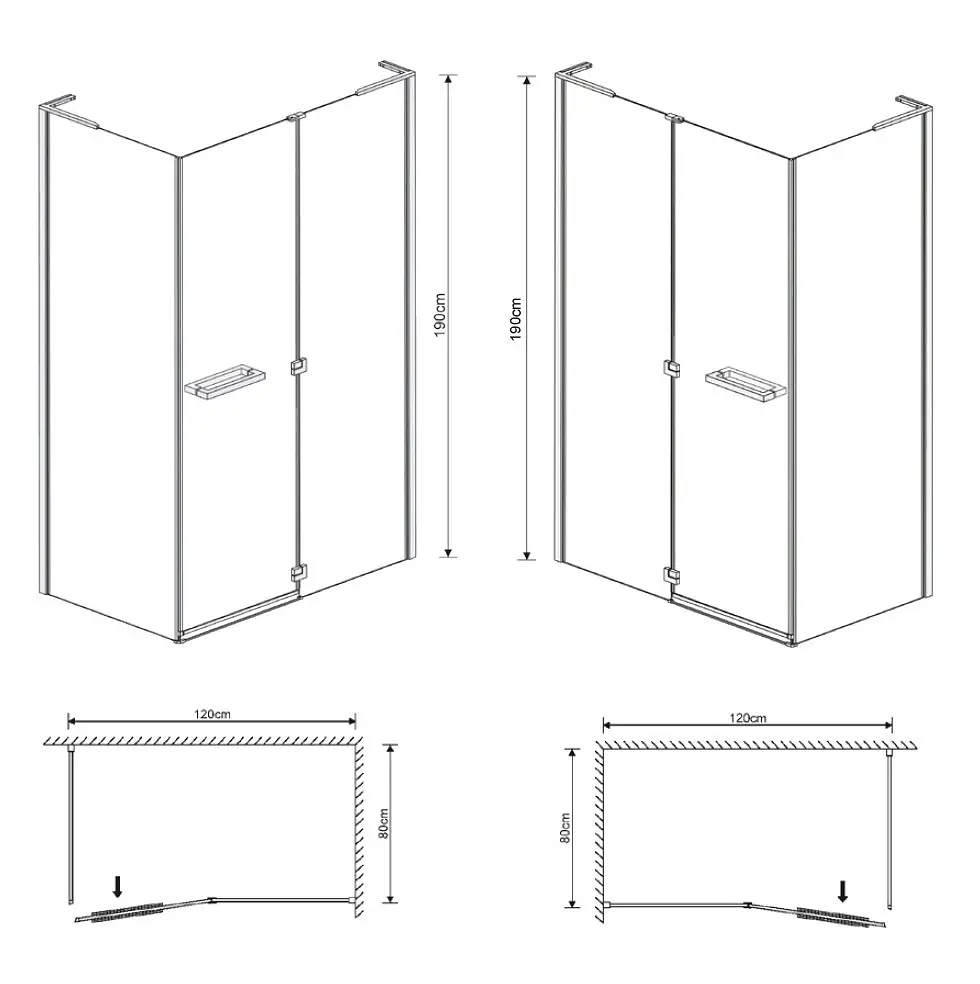 Душова кабіна Eger Megerka 120x80 (без піддону) 599-330TR/1R - фото 11