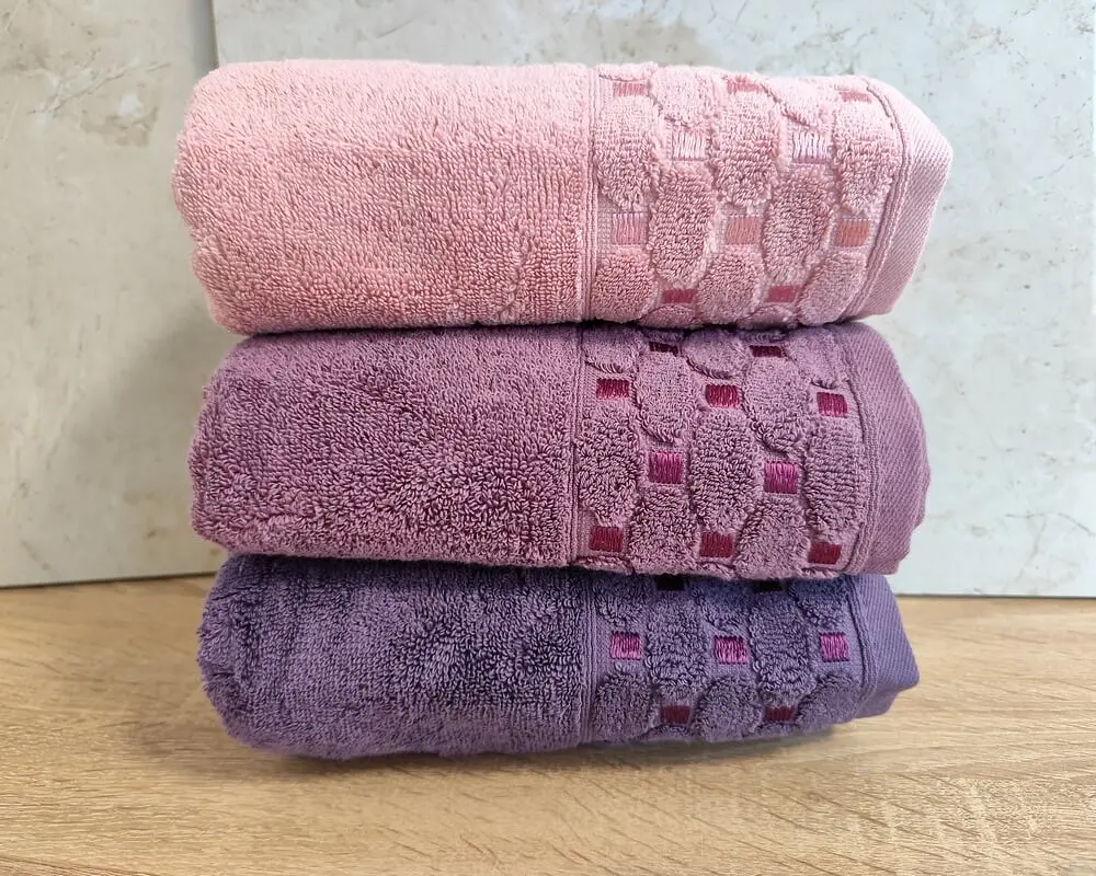 Набір махрових турецьких рушників Zeron 3 штуки 50х90 Microcotton Puanli Desen - фото 4