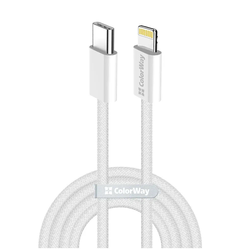 Дата кабель USB-C to Lightning 2.0m PD 27W braided gray ColorWay (CW-CBPDCL068-GR) - фото 2