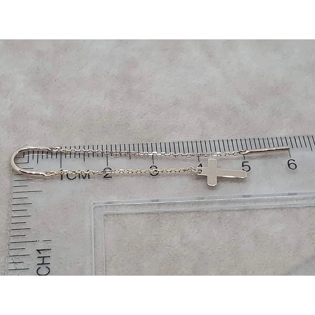 Золотые серьги-протяжки Платон Крестики. 1С369/00Б - фото 5