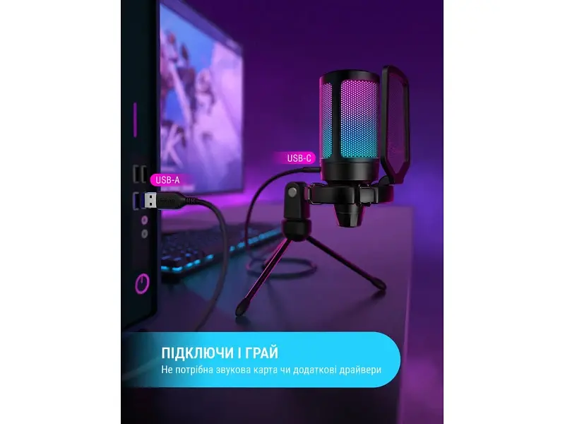 Мікрофон для ПК Fifine AmpliGame A6V Black - фото 4
