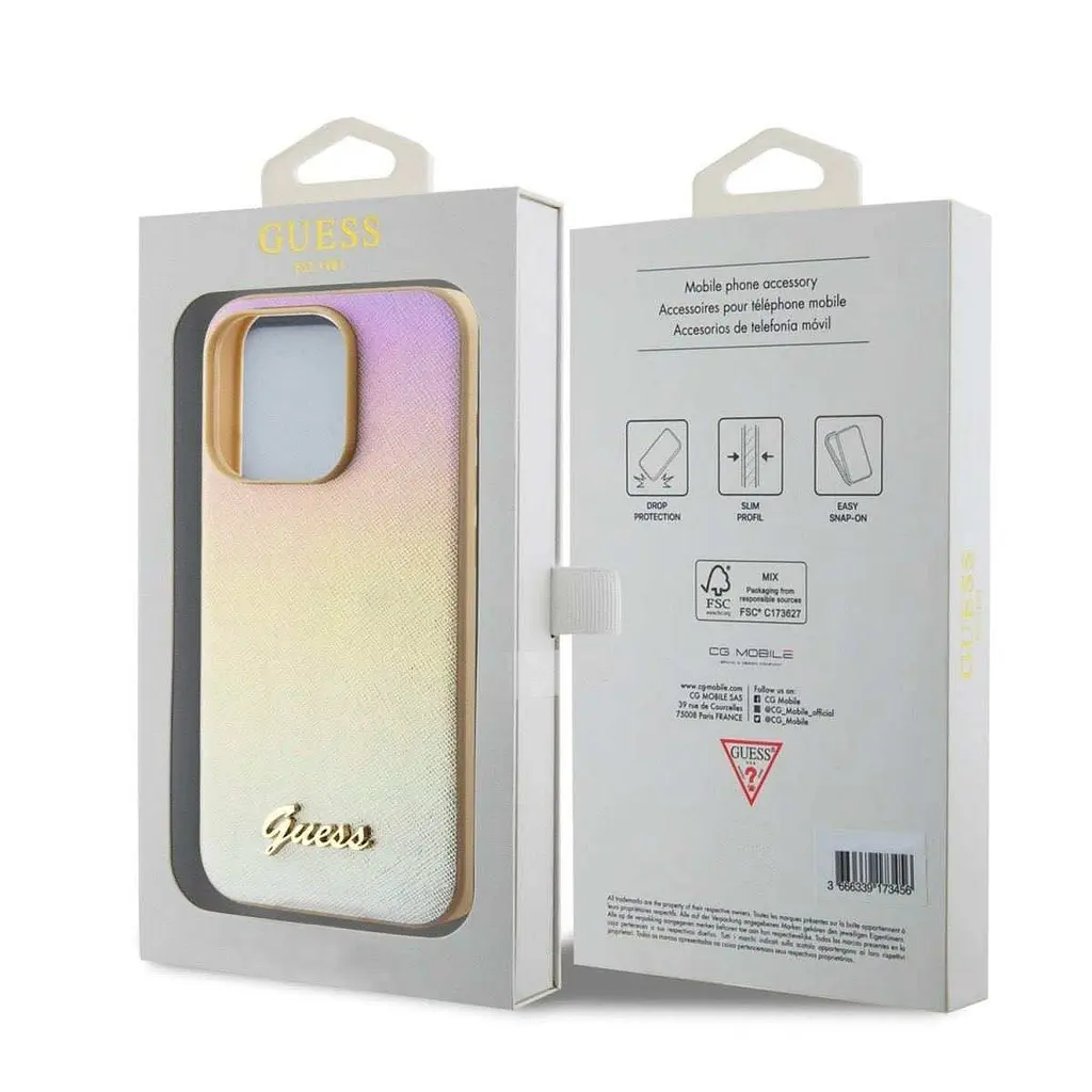 Чехол Guess PU Leather Iridescent Metal Script для iPhOne 15 Pro Max Gold (57983118682) - фото 7