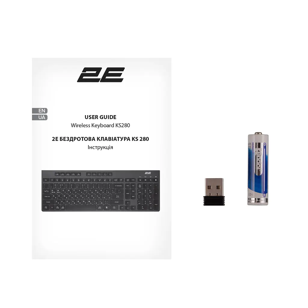 Клавіатура мембранна бездротова 2E KS-280 Black-Grey, 120key, WL/BT, EN/UK, silent - фото 8