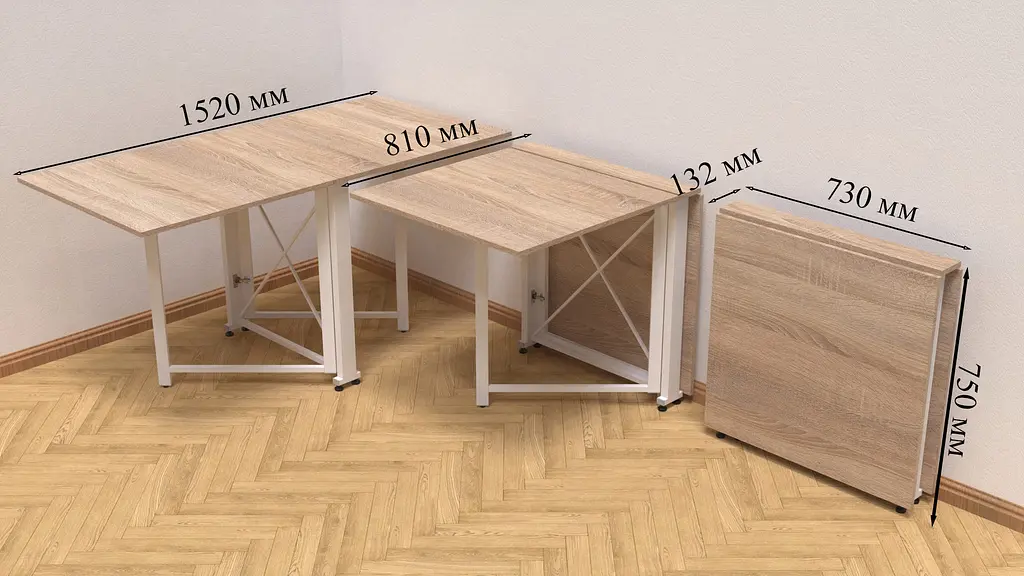 Стіл-книга трансформер Оріон 2 Ferrum-decor 750x1520x730 Білий метал ДСП Дуб Сонома 16 мм (FRD-104593) - фото 6