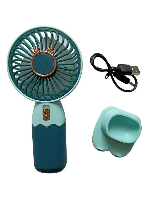 Вентилятор ручний акумуляторний Mini Fan ZB088C USB Синьо-бірюзовий - фото 3