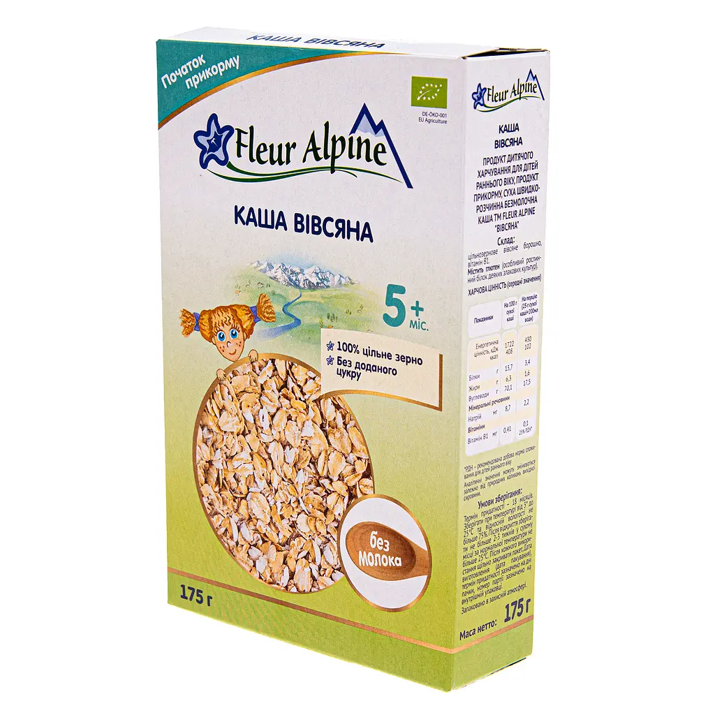 Каша безмолочна Fleur Alpine Organic Вівсяна 175 г