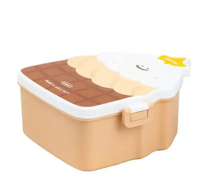 Ланч-бокс детский со столовыми приборами Cake 20х18х8 см, шоколад TS Kitchen HP12271BR - фото 2