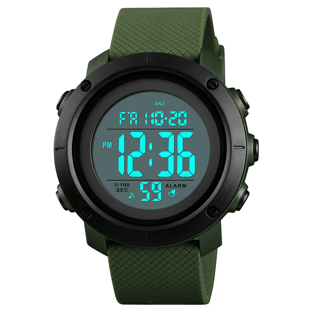 Наручний годинник чоловічий Skmei 1426 Army Green - White ABS, 1426AGWT (12286) - фото 2