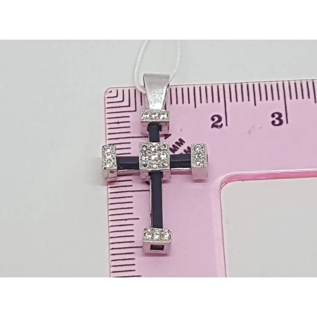 Срібний хрест Гаразд з каучуком і фіанітами. 5541757 мал - фото 5