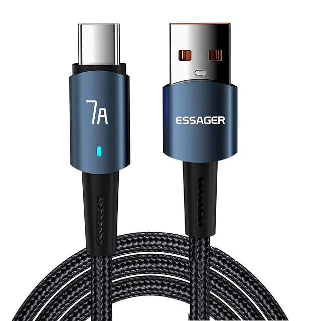 Зарядний кабель ESSAGER Sunset чорний USB Type-C 7A 1метр