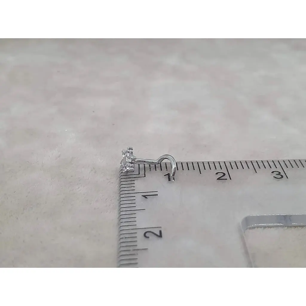 Золота сережка-пірсинг Астор в ніс с фіанітами. Квітка. 2182434Б - фото 5