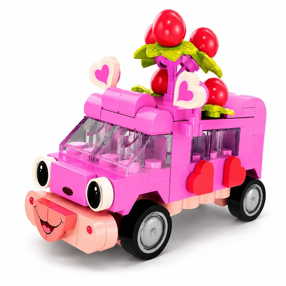 Дитячий конструктор Pink Bear Bus BB121E-H серії Animal Bus, 112 деталей - фото 2