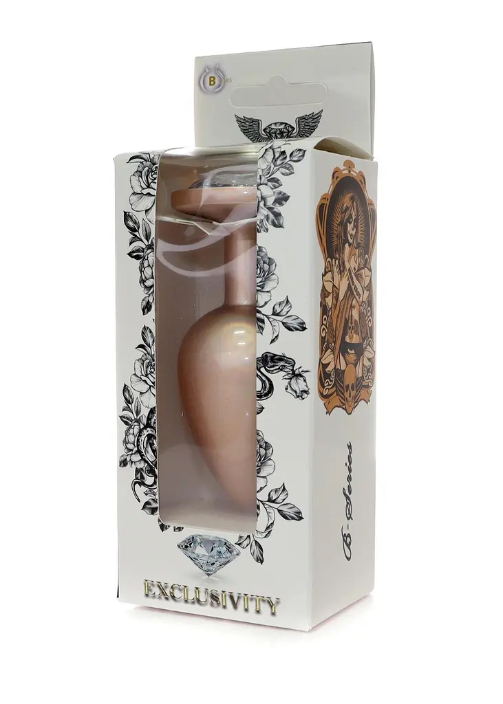 Анальная пробка Jewellery Pearl Gold Plug Clear M 8 см (золотой) - фото 7