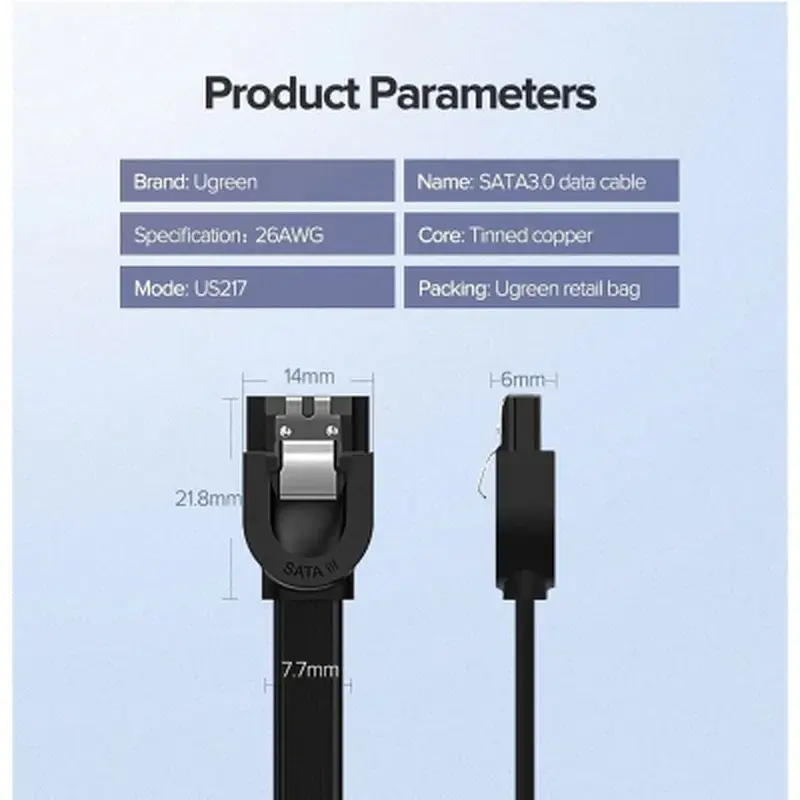 Кабель для передачі даних SATA 3 Data Cable 0.5m US217 Black Ugreen (30796) - фото 10