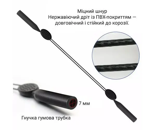 Ремінець-утримувач для окулярів, регульований, чорний - фото 3