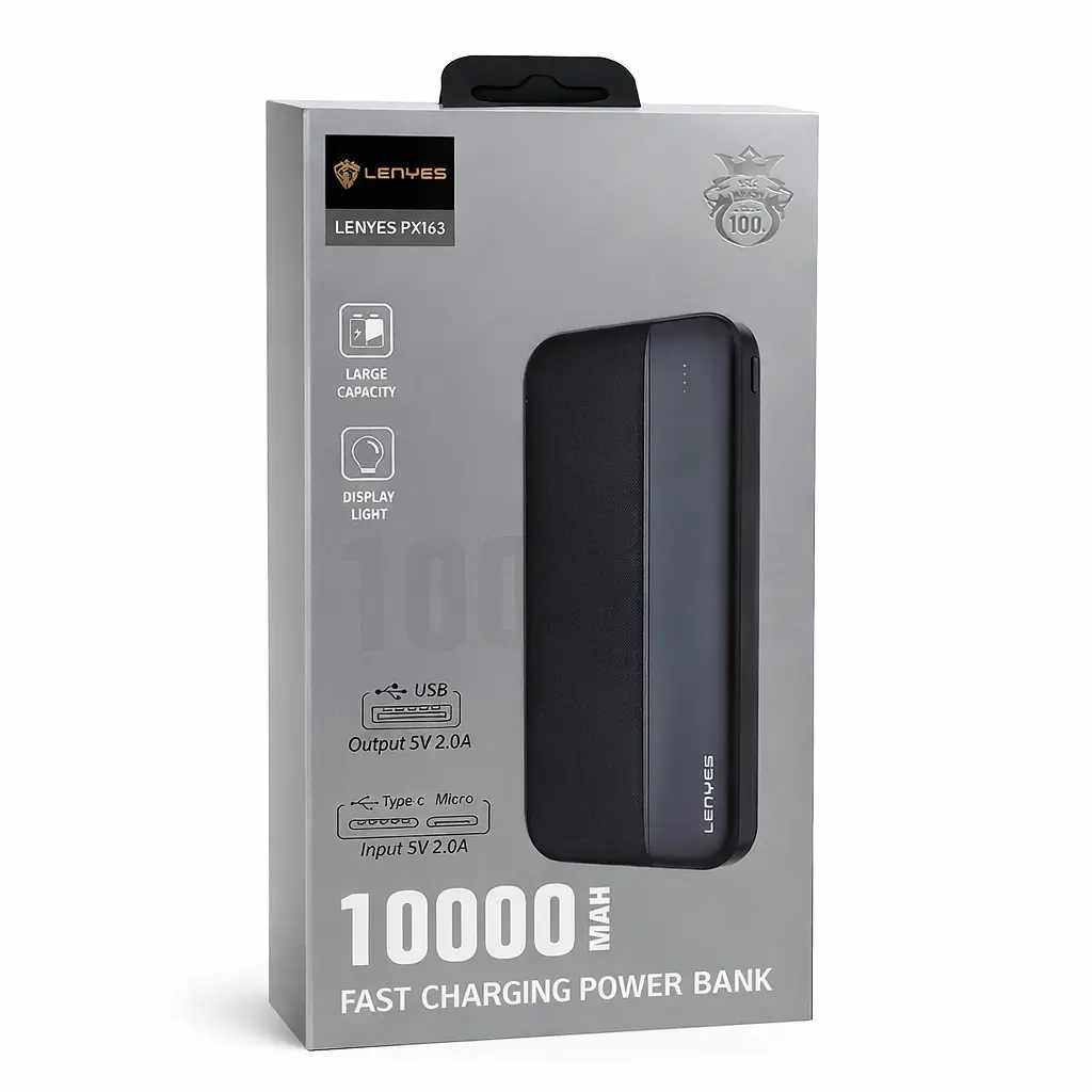 Зовнішній акумулятор PowerBank Lenyes PX163 10000 мА·год Li-ion два USB-виходи 136х68х15.6 мм - фото 4