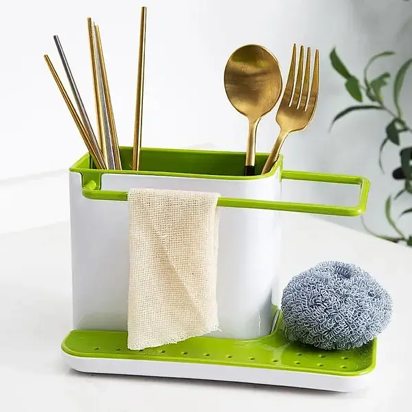 Універсальний органайзер для кухні на раковину 3 в 1 DAILY USE, для щіток, губок, мила та рушників - фото 4