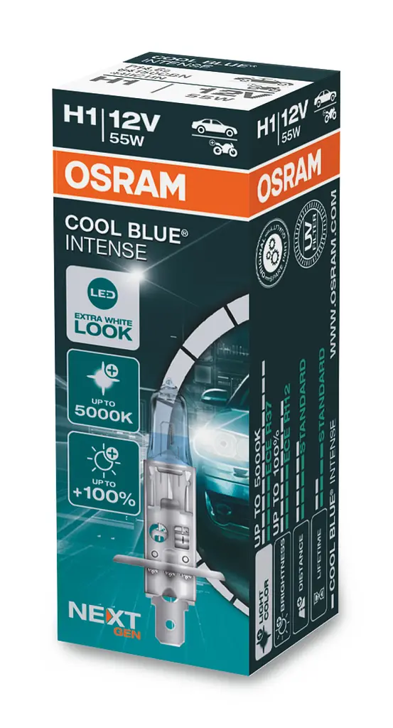 Галогенова лампа Osram H1 12V 55W P14.5s Cool Blue Intense Next Gen +100% 1 лампа (64150CBN) - фото 2
