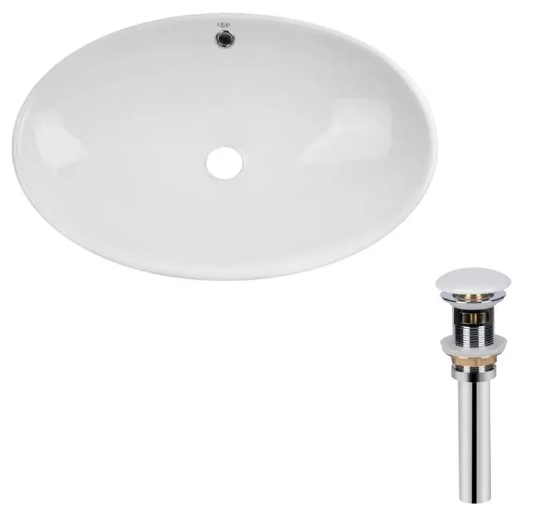 Комплект Qtap Dove: Раковина накладна овальна 635x420x150 мм White + Донний клапан PU02O (QT06113077WN47309)