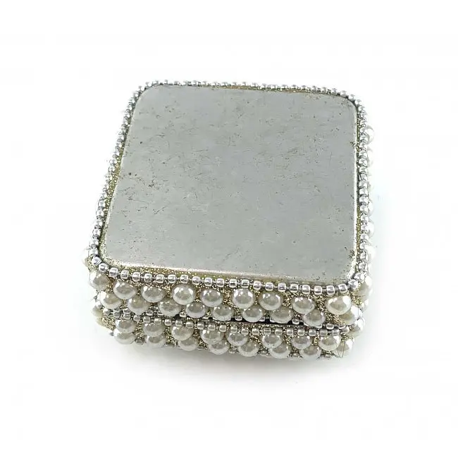 Шкатулка квадратный с жемчугом 7х7х4 см - фото 3