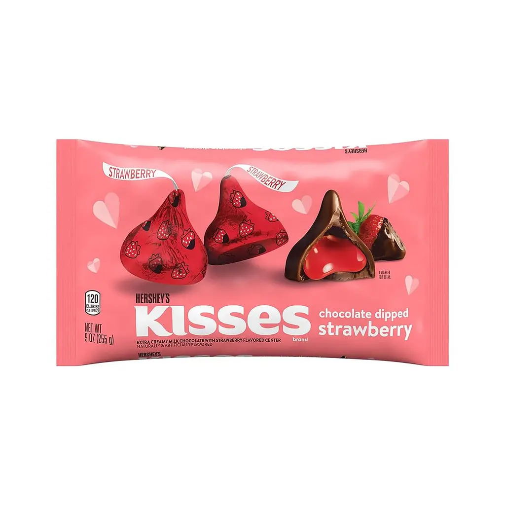 Цукерки HERSHEY'S KISSES Chocolate Dipped Strawberry, 255 г - фото 2