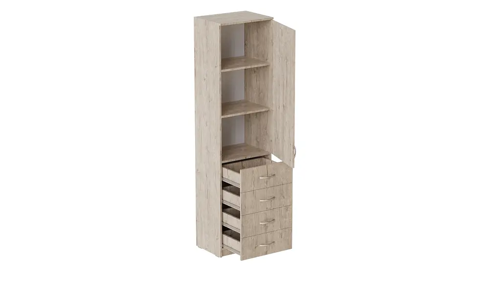 Пенал Анжело Ferrum-decor на 3 полиці з дверима та 4 ящиками 1900x500x380 ДСП Дуб Сан-Марино 16 мм (FRD-104966) - фото 2