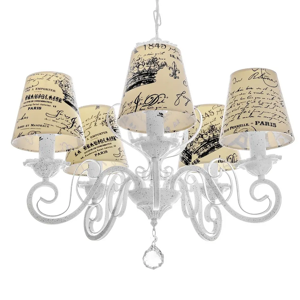 Люстра подвесная Brille прованс с абажуром E14 40W WH (BKL-661S/5) - фото 3