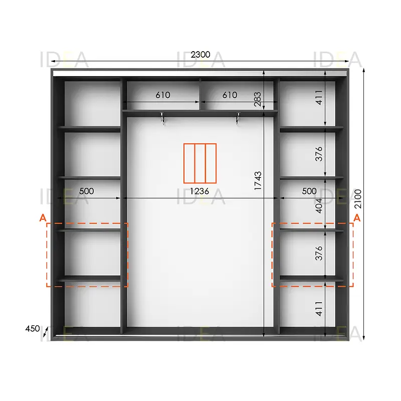 Шафа-купе Idea серія 7 230 x 45 x 210 см Антрацит - фото 2