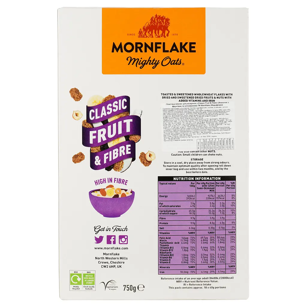 Хлопья пшеничные Mornflake сухофрукты-орехи 750 г (600885) - фото 2