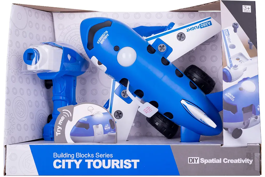 Конструктор DIY Spatial Creativity Самолет с электродвигателем LM8074-DZ-1, синий (CJ-1379247) - фото 5