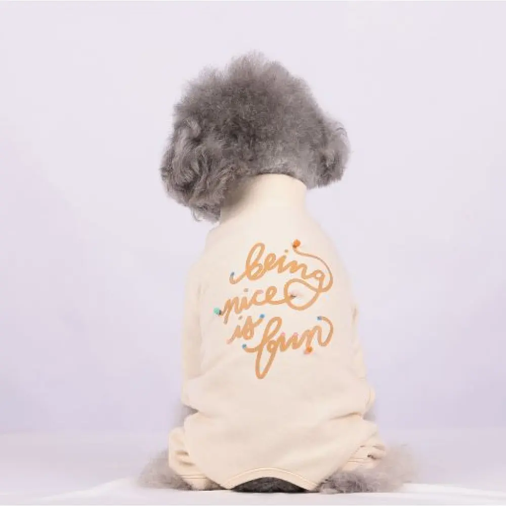 Трикотажний костюм для собак Being nice is fun, бежевий L Cheepet zoo0005695 - фото 3