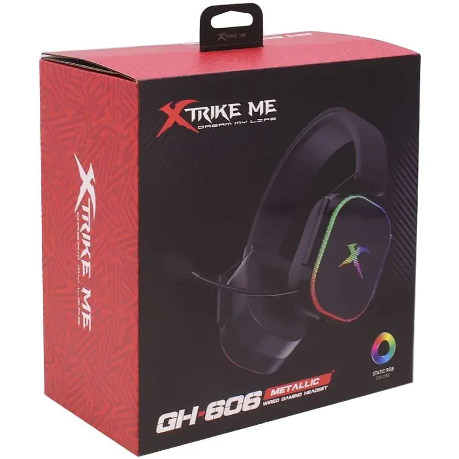 Ігрова гарнітура XTRIKE ME XBOX/PS/PC, USB+3,5 мм, статичне RGB, кабель 2м, чорна (GH-606) - фото 5
