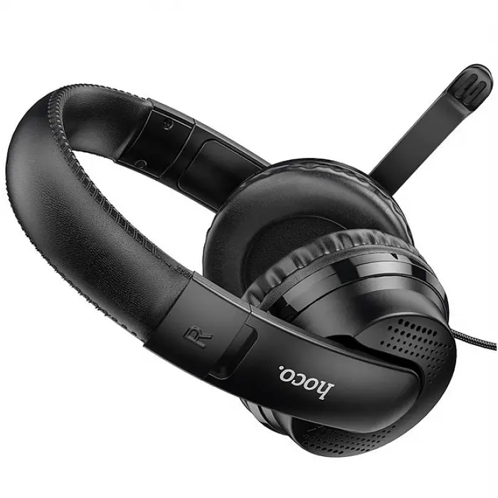 Наушники игровые с микрофоном Hoco W103 Magic tour AUX / USB проводные, с оголовьем Черные - фото 4