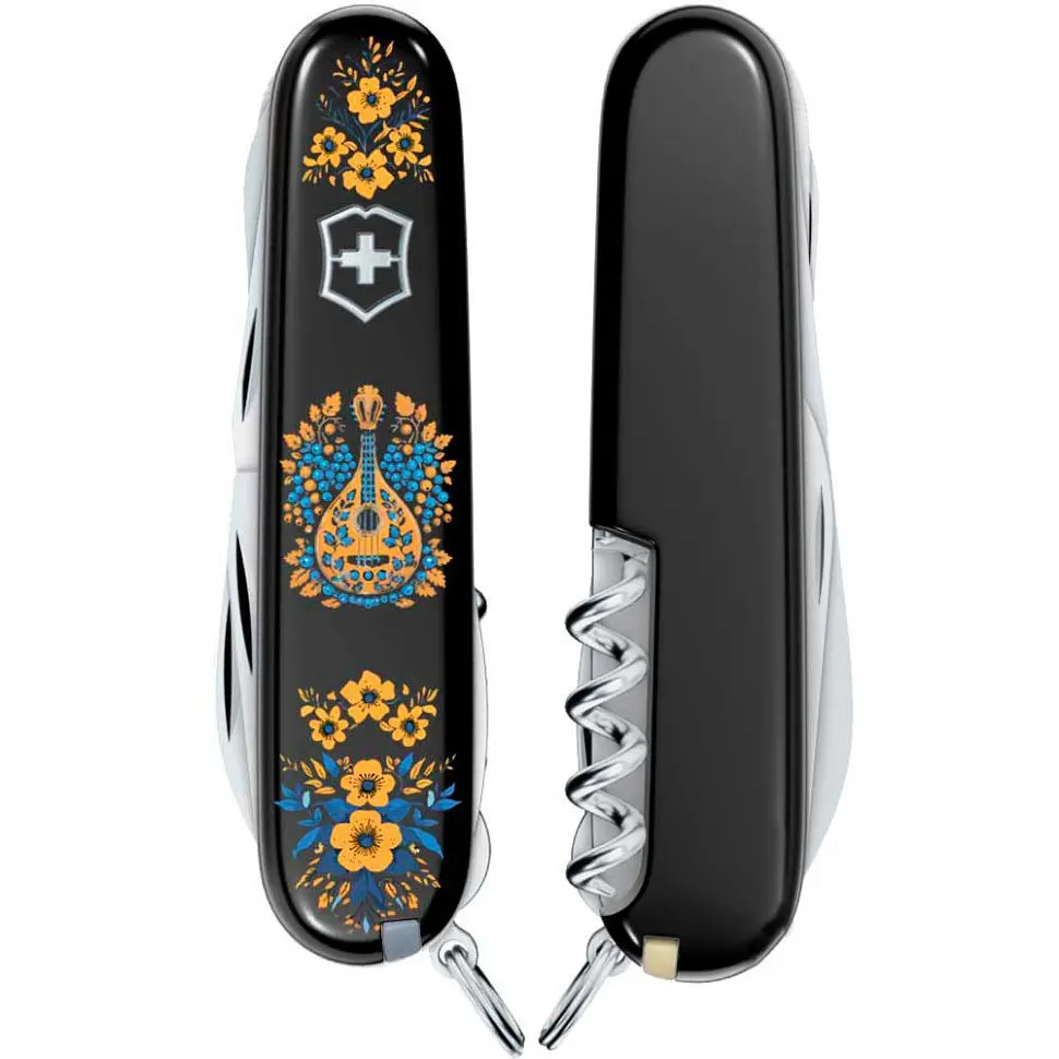Ніж Victorinox Huntsman Ukraine 91мм 15функ чорн Українські мотиви - фото 4