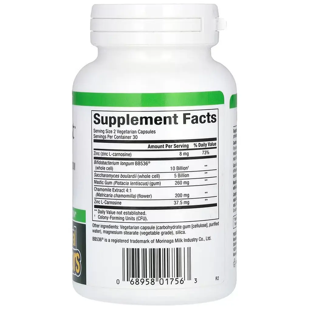 Здоров'я шлунка та кишківника Natural Factors Gastro-Assist with Mastic Gum Saccharomyces Boulardii & Zinc L-Carnosine 60 вегетаріанських капсул - фото 2
