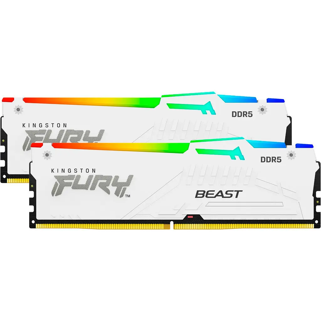 Модуль памяти для компьютера DDR5 32GB (2x16GB) 5600 MHz FURY Beast White RGB Kingston Fury (ex.HyperX) (KF556C40BWAK2-32) - фото 3